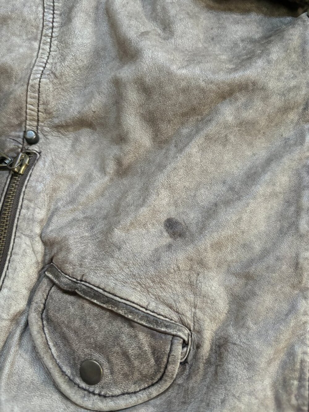 Doma Taupe Distressed Leather Moto Jacket - Picture 4 of 10